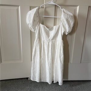 NWT Altar’d State White Eyelet Puff Sleeve Dress, Size XXS